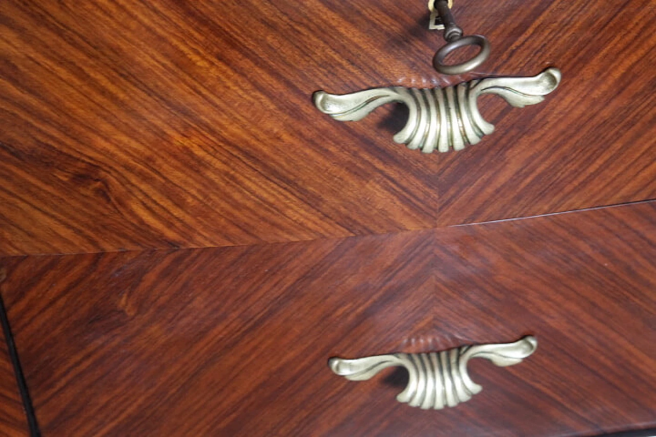 Rosewood chest of drawers with burgundy glass top, 1950s 10