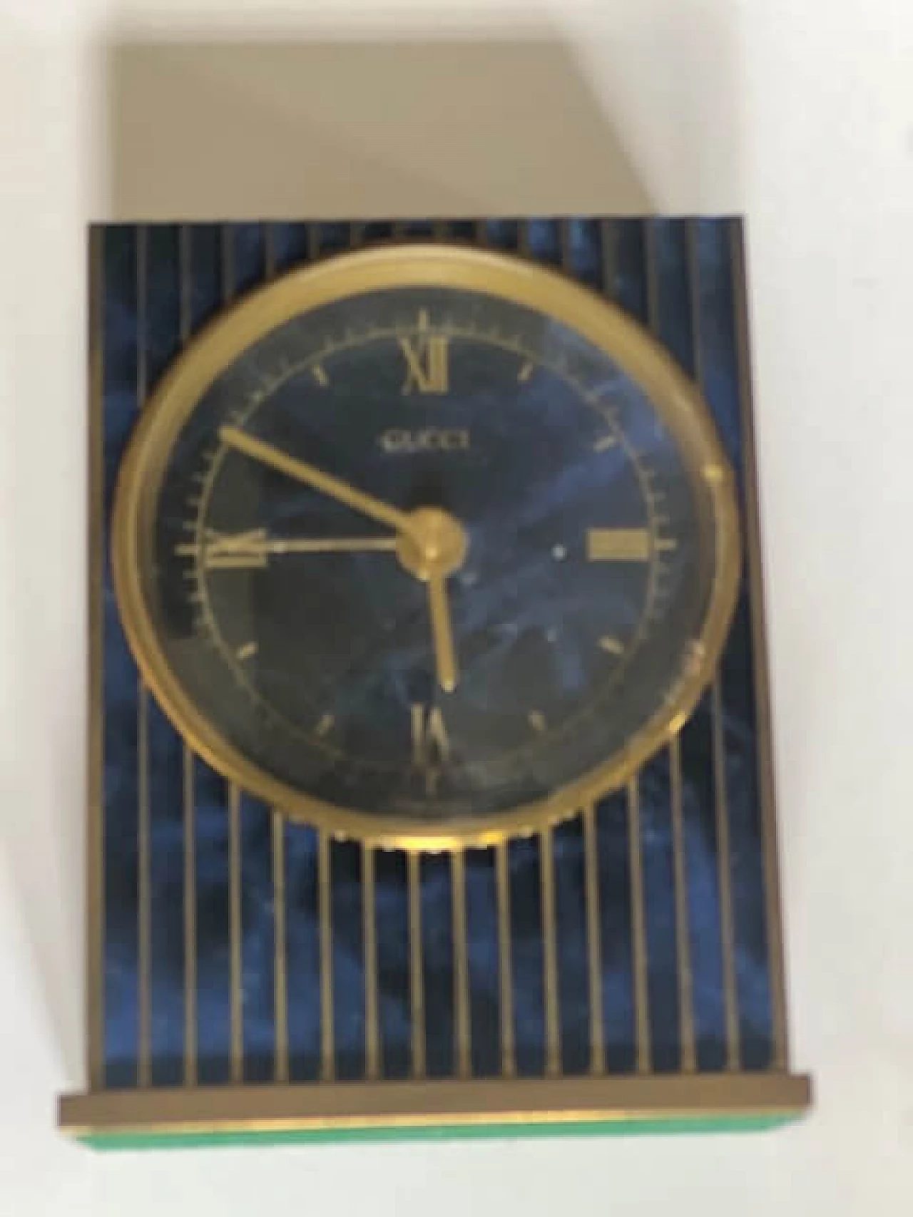 Brass and enamel table clock by Gucci, 1980s 1