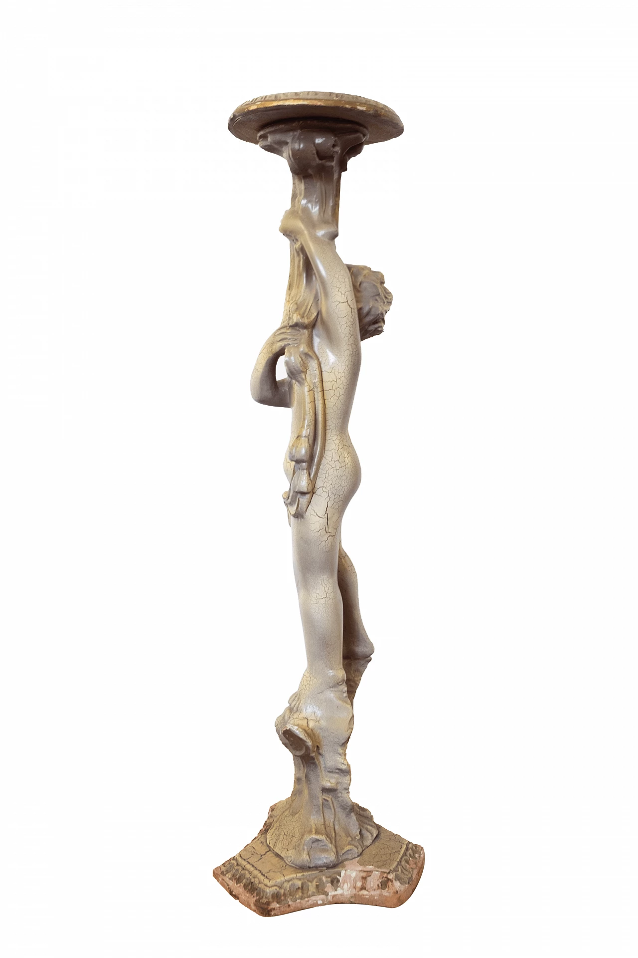 Tavolino in legno dorato con scultura di putto, anni '30 12