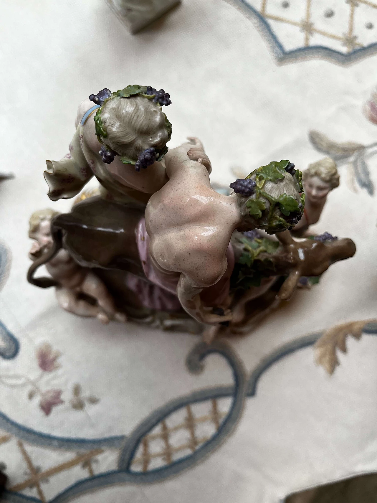 Meissen ceramic Silenus group on oval rocailles base, 19th century 3