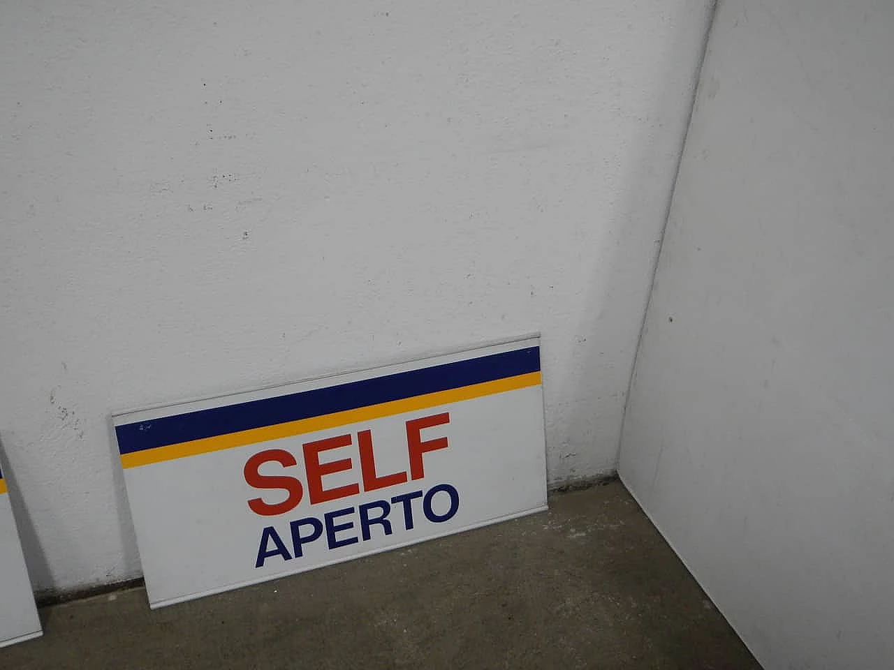 Double-sided iron sign of self gas station, 1980s 1