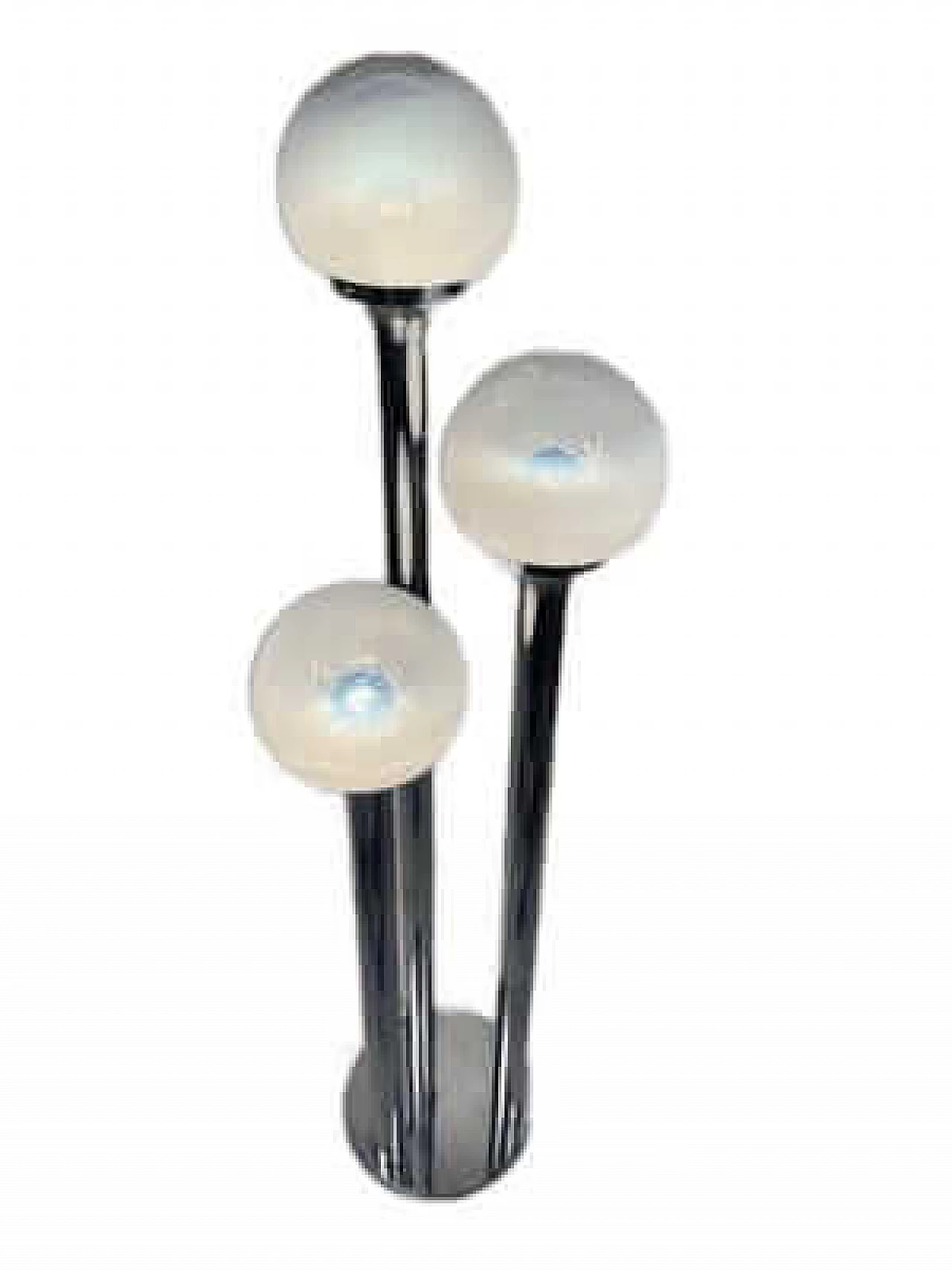 Three-light chromed steel and Murano glass floor lamp, 1960s 12