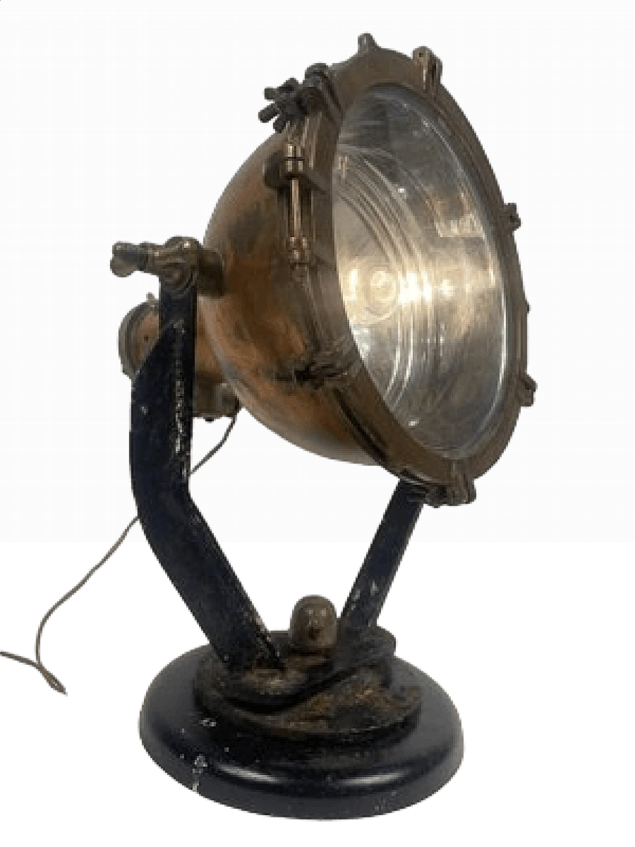 Copper, brass and iron naval headlight, 1940s 23