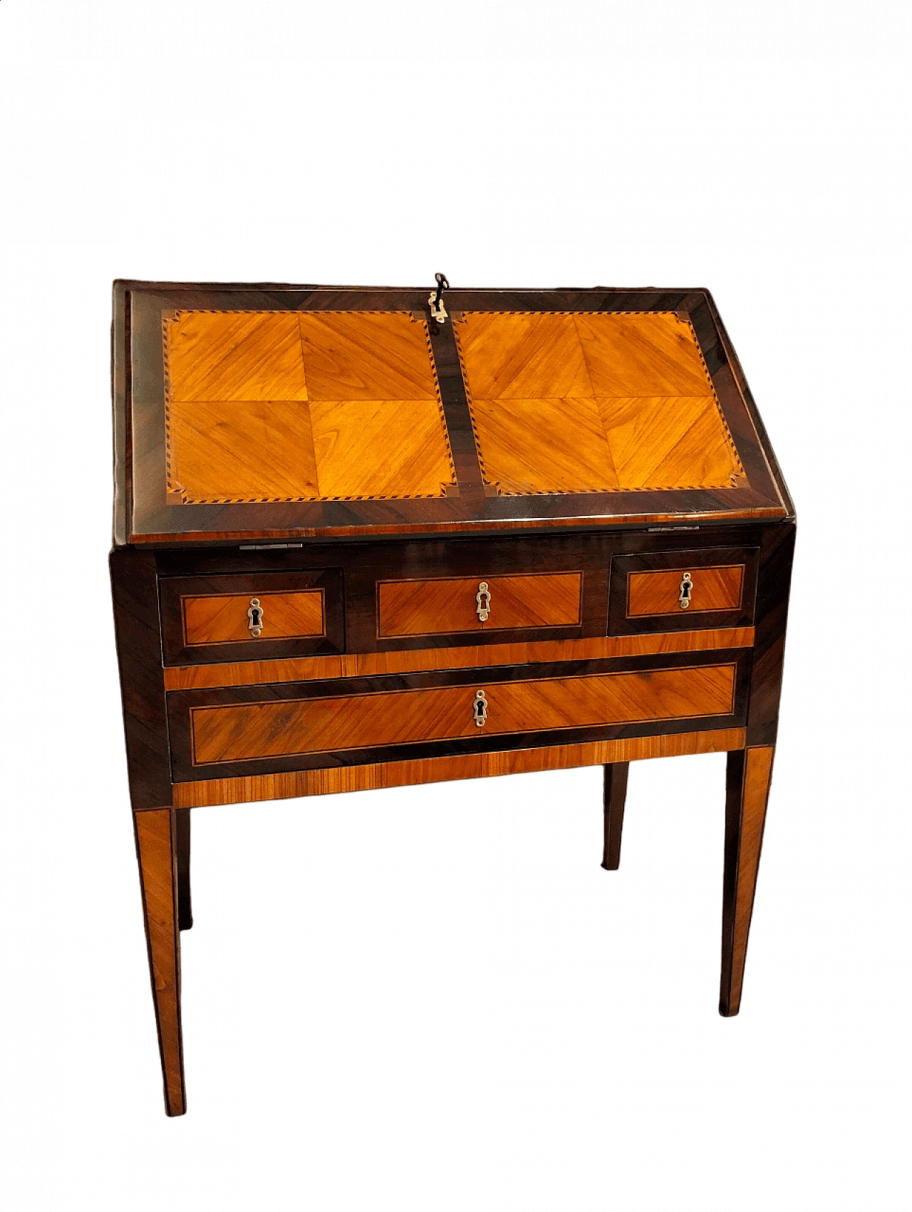 Louis XVI inlaid wooden flap with leather top, 18th century 20