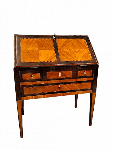 Louis XVI inlaid wooden flap with leather top, 18th century