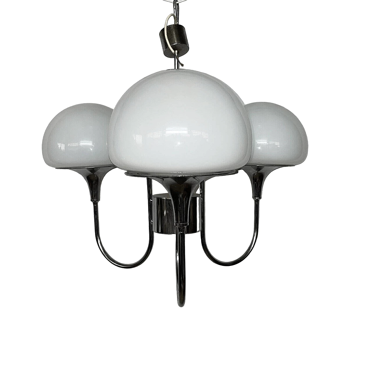 Metal and glass chandelier in the style of Reggiani, 1960s 7