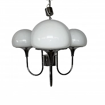 Metal and glass chandelier in the style of Reggiani, 1960s