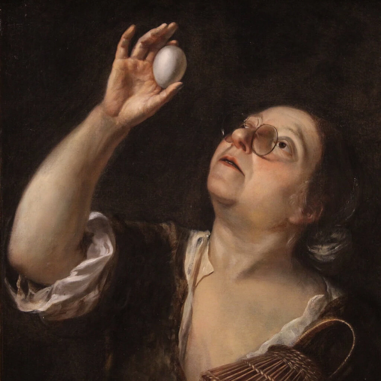 Peasant woman with eggs, oil painting on canvas, second half of the 17th century 1