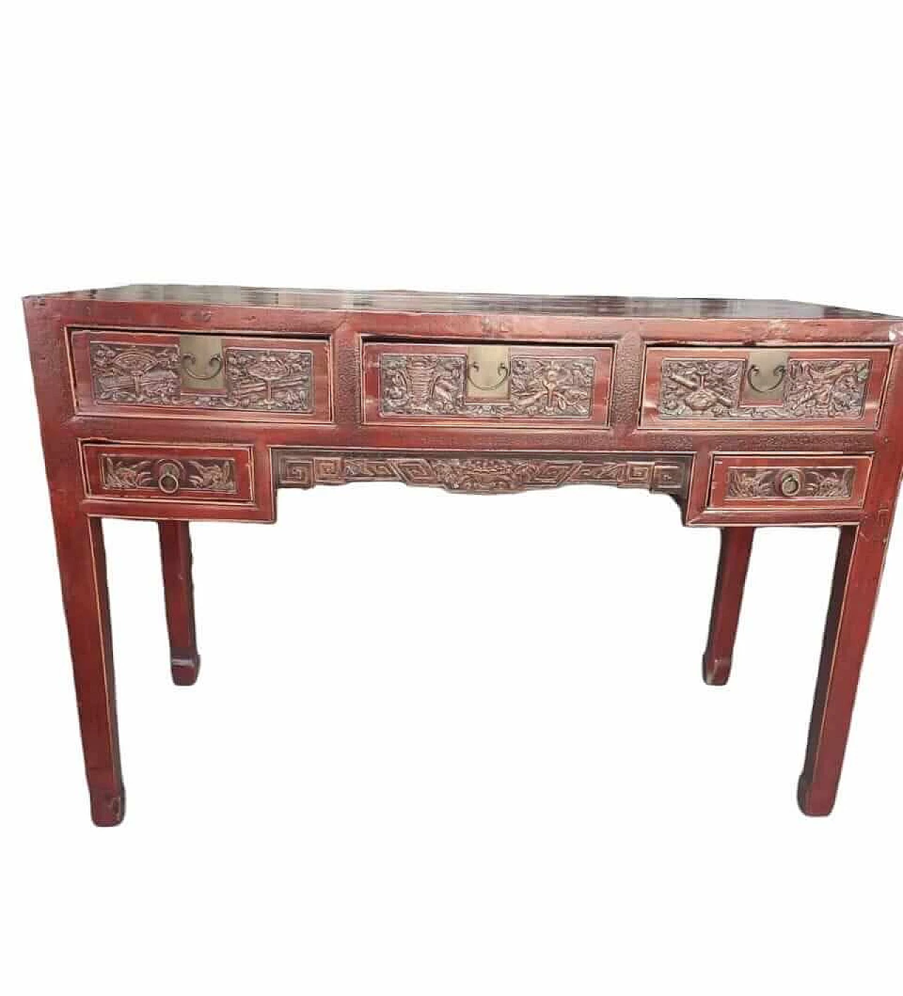 Chinese red wood desk, early 20th century 4