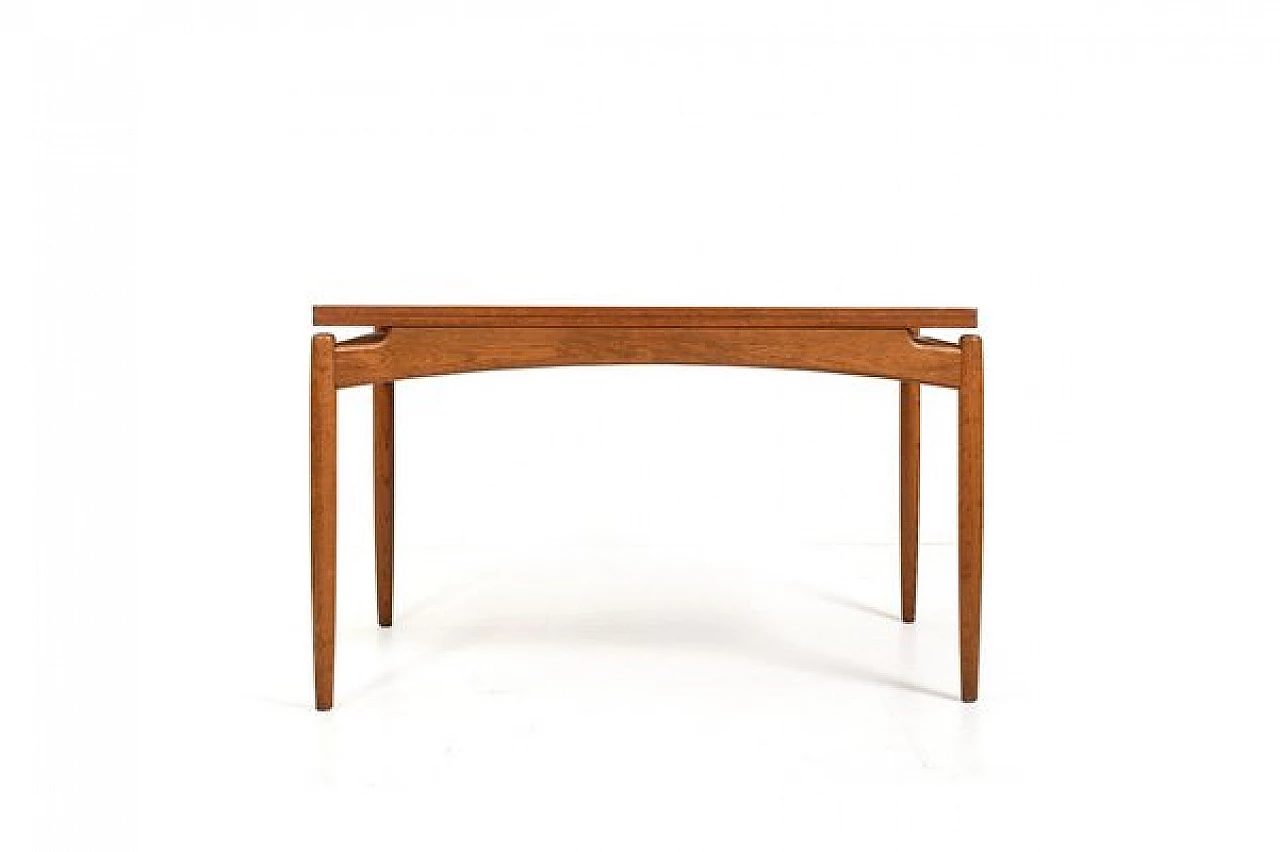 Danish Demi Lune teak and oak table, 1950s 1