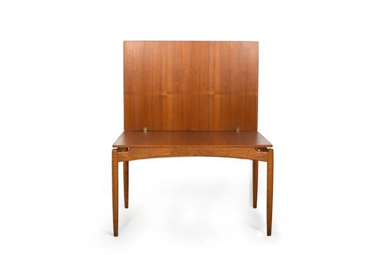 Danish Demi Lune teak and oak table, 1950s 2