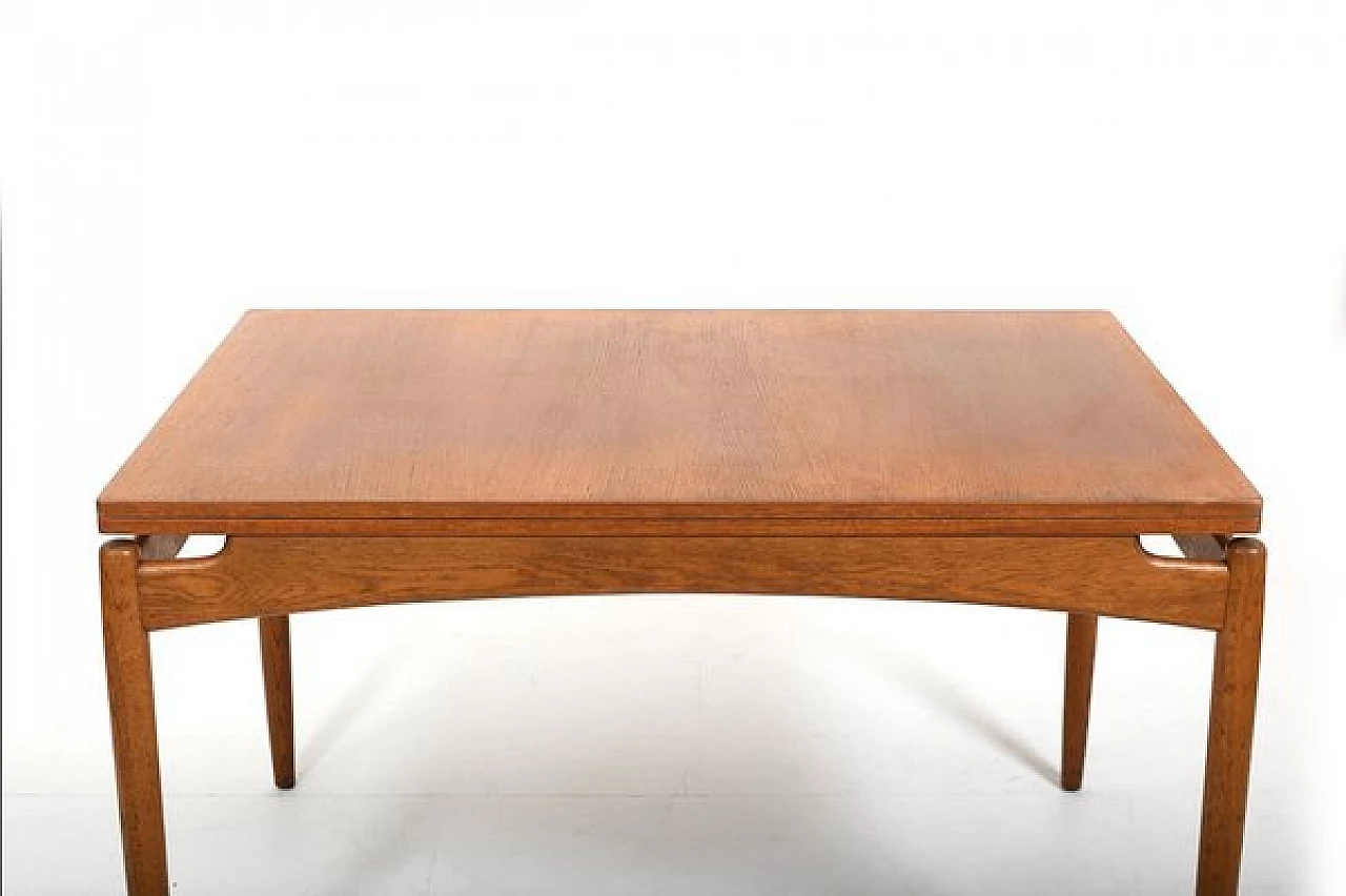 Danish Demi Lune teak and oak table, 1950s 3