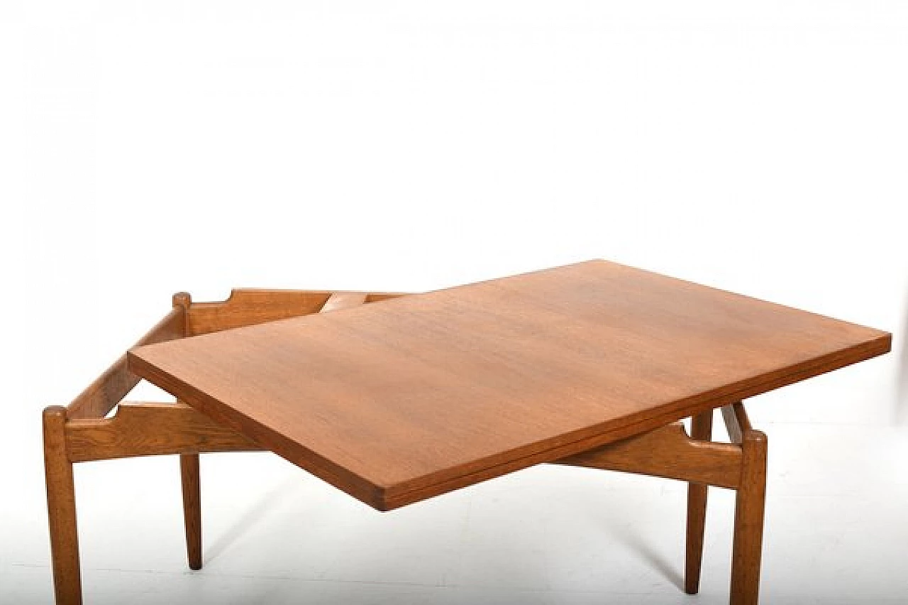 Danish Demi Lune teak and oak table, 1950s 4