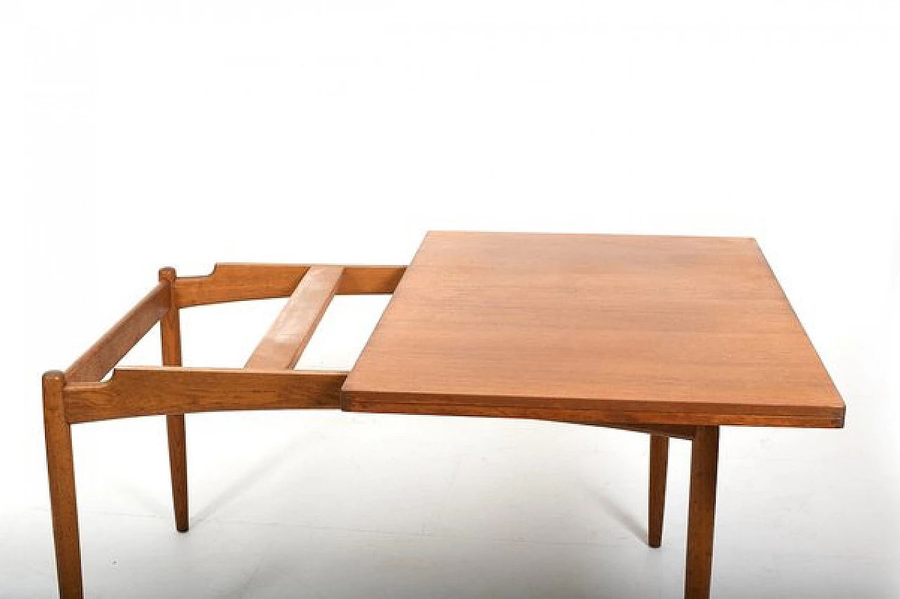 Danish Demi Lune teak and oak table, 1950s 5