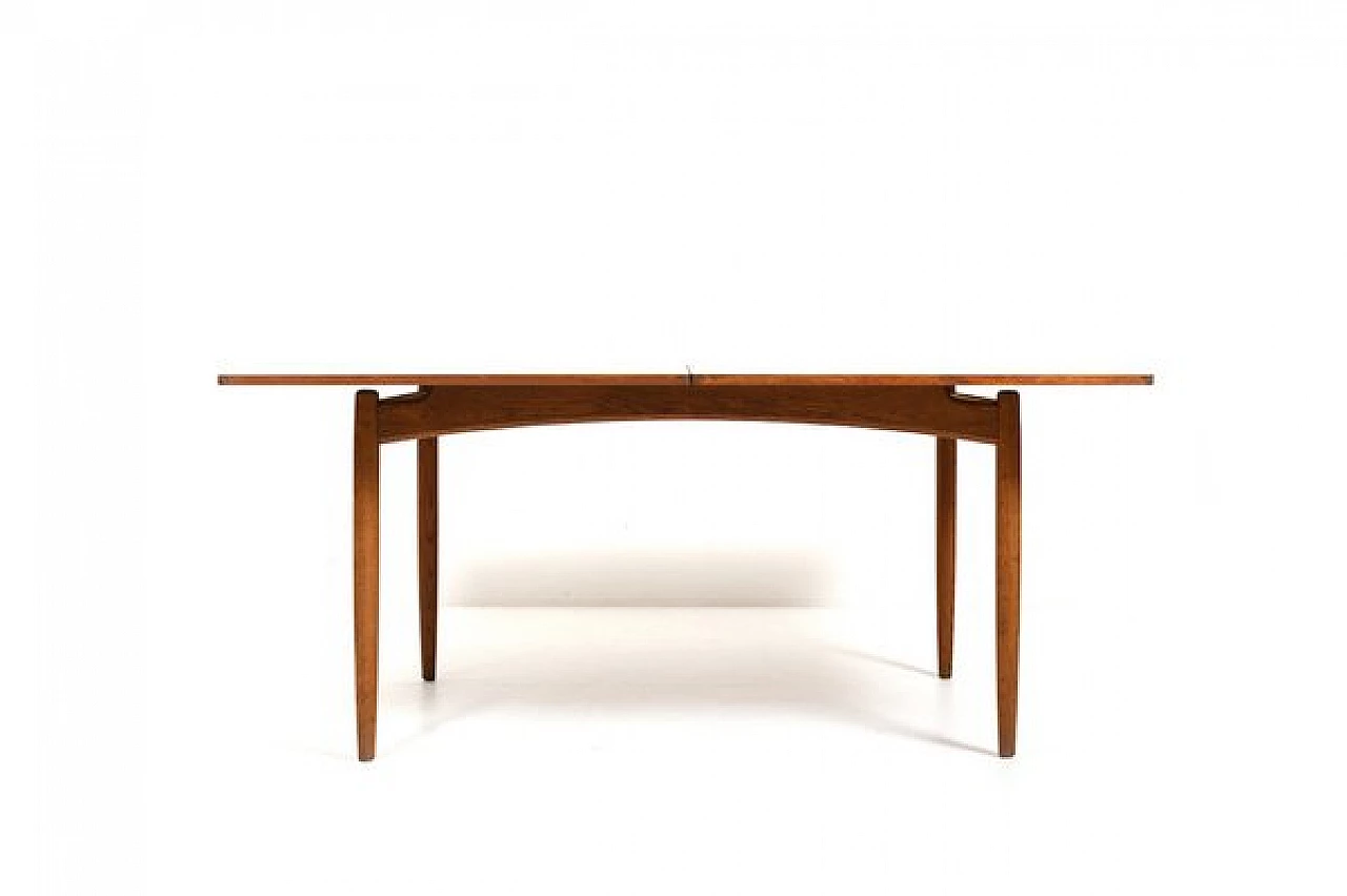 Danish Demi Lune teak and oak table, 1950s 8