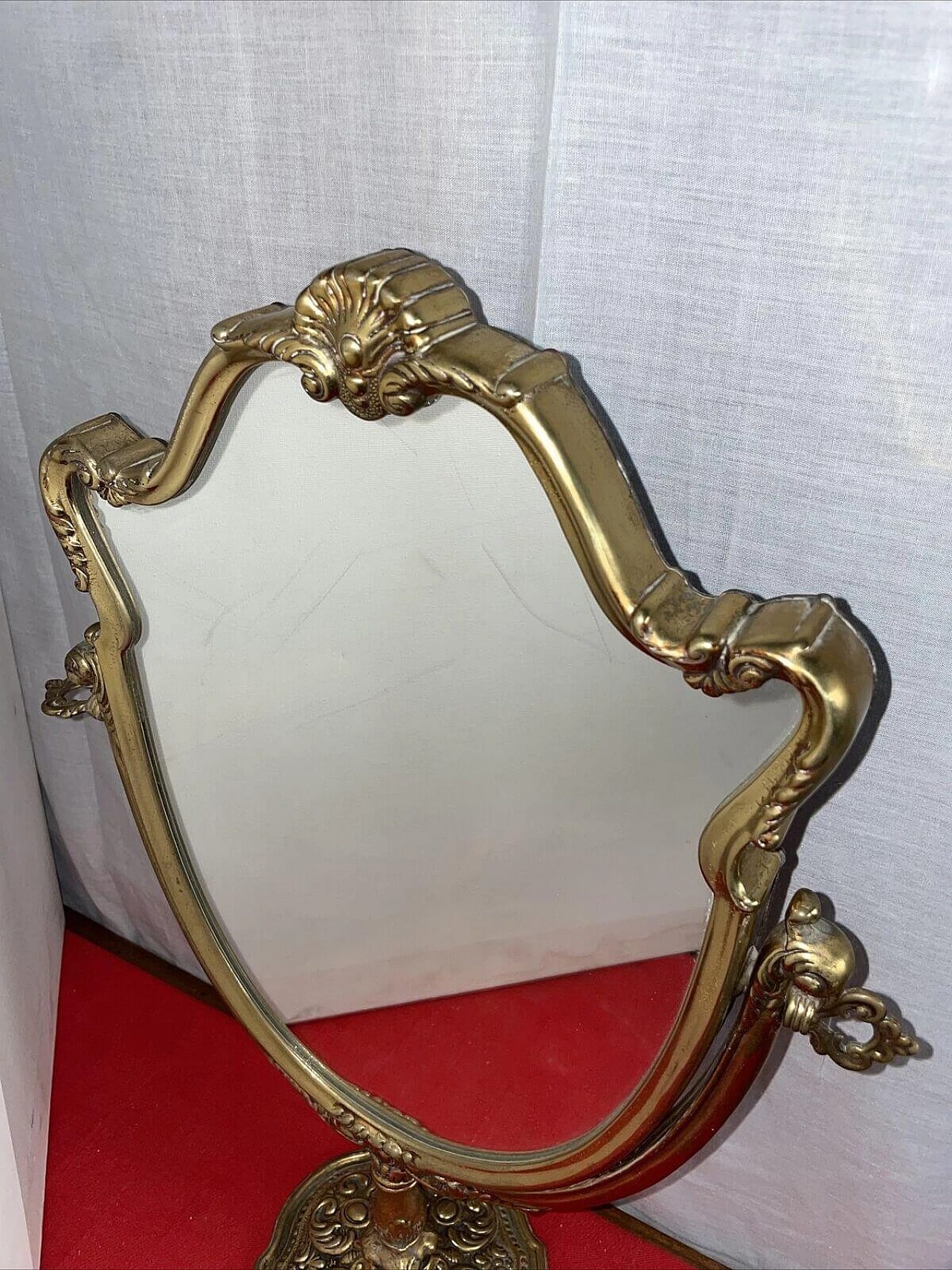 Swivelling brass table mirror, 1940s 4