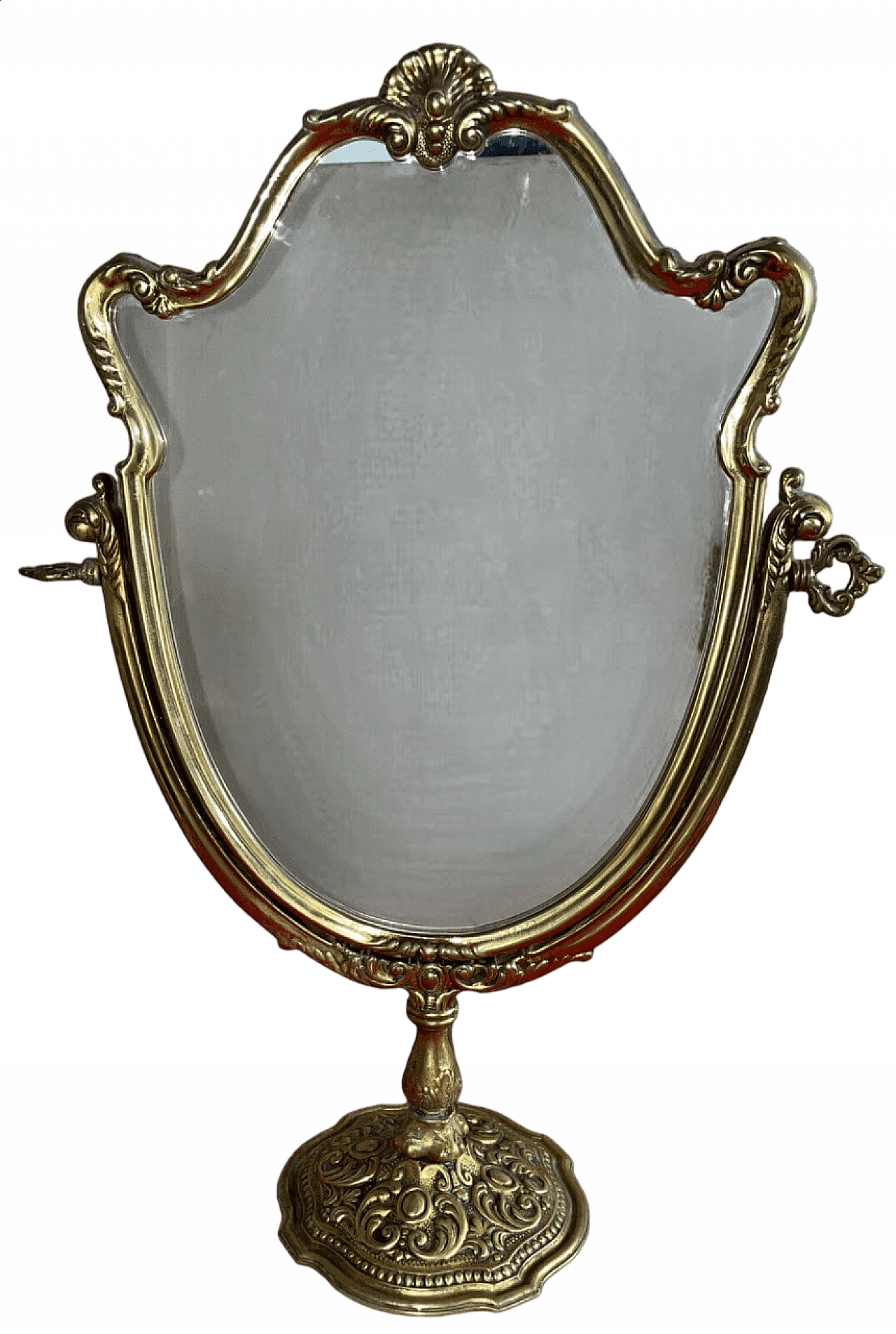 Swivelling brass table mirror, 1940s 6