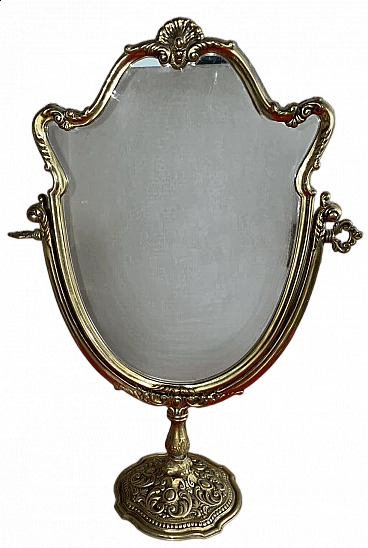 Swivelling brass table mirror, 1940s