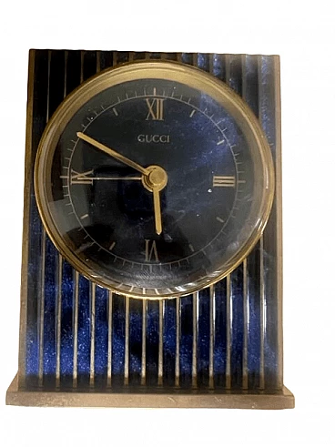 Brass and enamel table clock by Gucci, 1980s