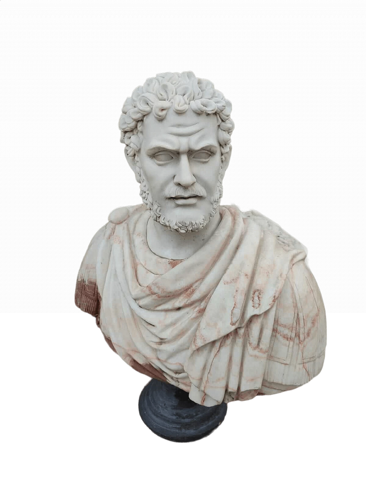 Polychrome Roman emperor bust in Carrara marble, 2000s 4