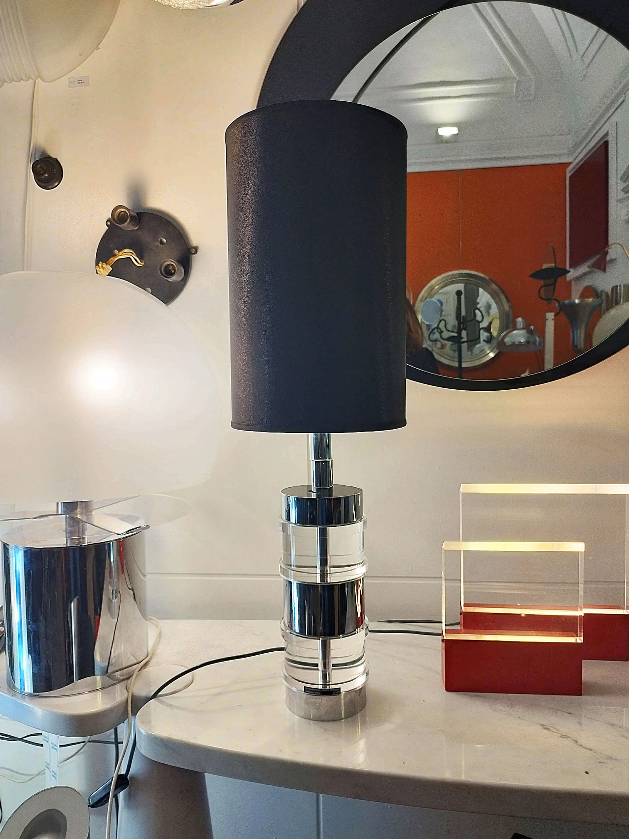 Lucite and chrome table lamp by Felice Antonio Botta, 1970s 5