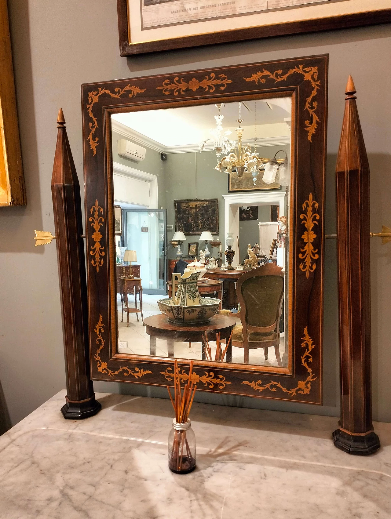 Charles X dressing table in rosewood with Carrara marble top, 18th century 2