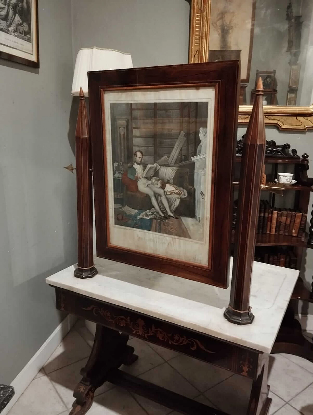 Charles X dressing table in rosewood with Carrara marble top, 18th century 9