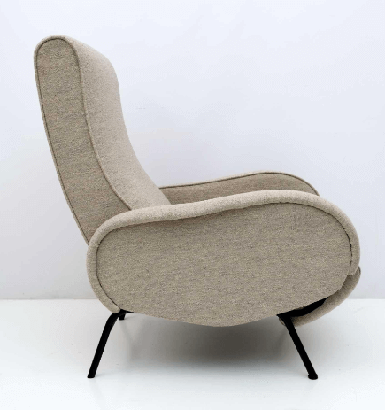 Poltrona reclinabile in tessuto bouclé di Marco Zanuso, anni '50