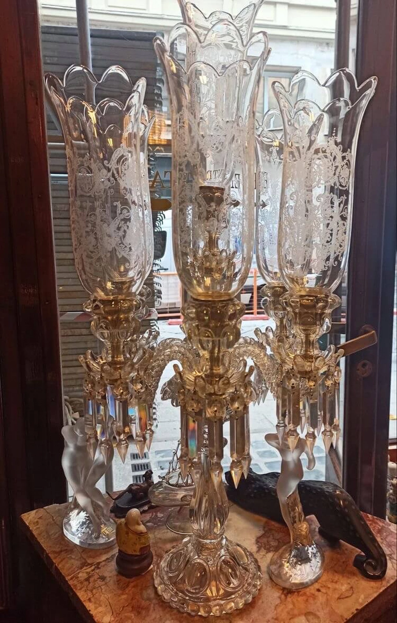 Seven-light crystal Baccarat, 1940s 3