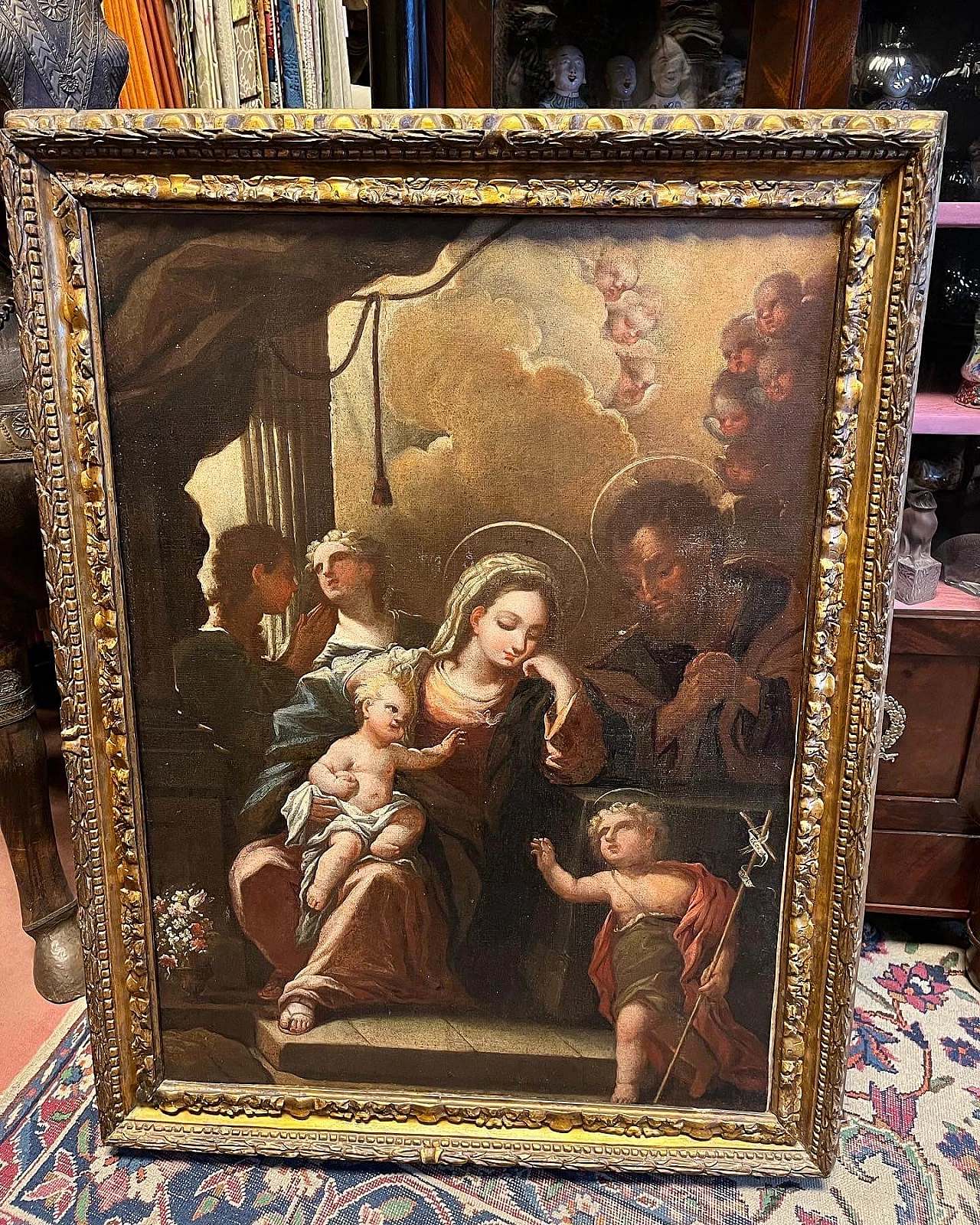 Holy Family with young Saint John, oil painting on canvas 1