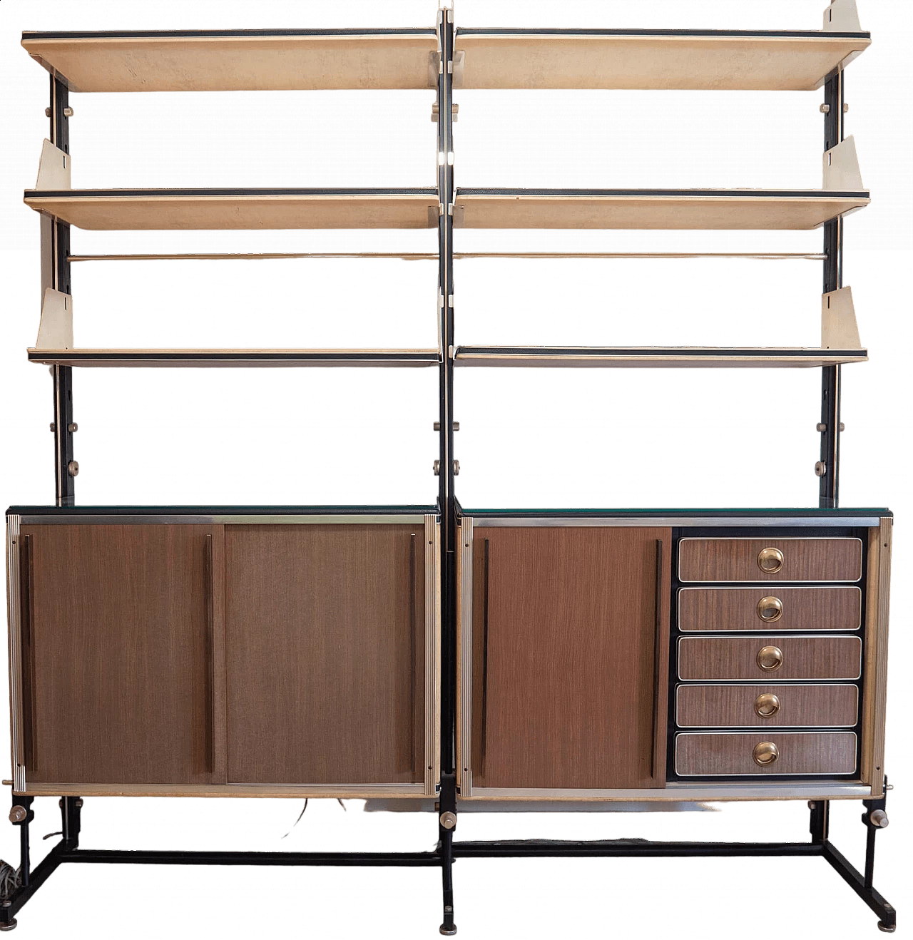 Modular wooden bookcase attributed to Umberto Mascagni, 1960s 15