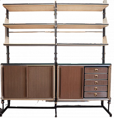 Modular wooden bookcase attributed to Umberto Mascagni, 1960s