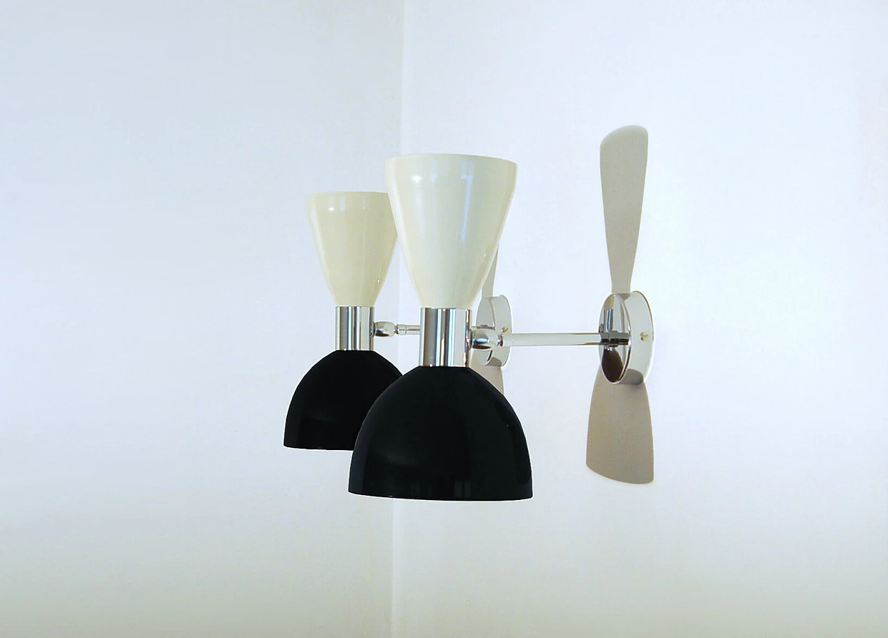 Black and white metal wall light by Deyroo Lighting 6