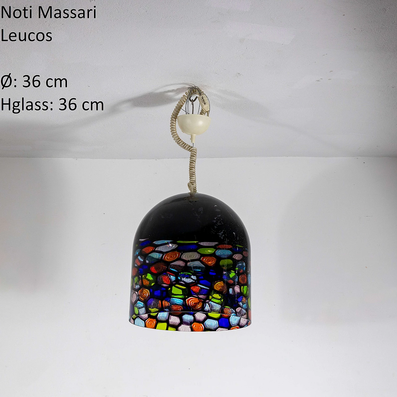 Blown glass ceiling lamp by Noti Massati for Leucos, 1970s 5