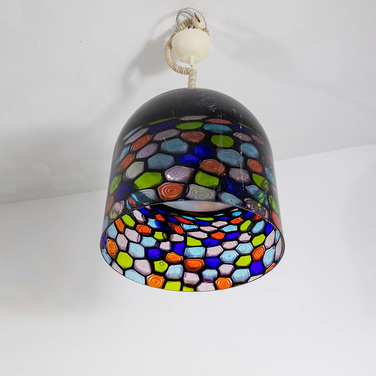 Blown glass ceiling lamp by Noti Massati for Leucos, 1970s 7