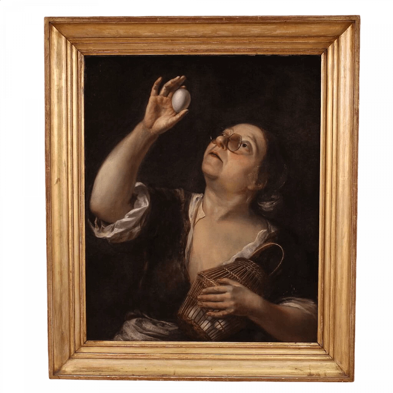 Peasant woman with eggs, oil painting on canvas, second half of the 17th century 16