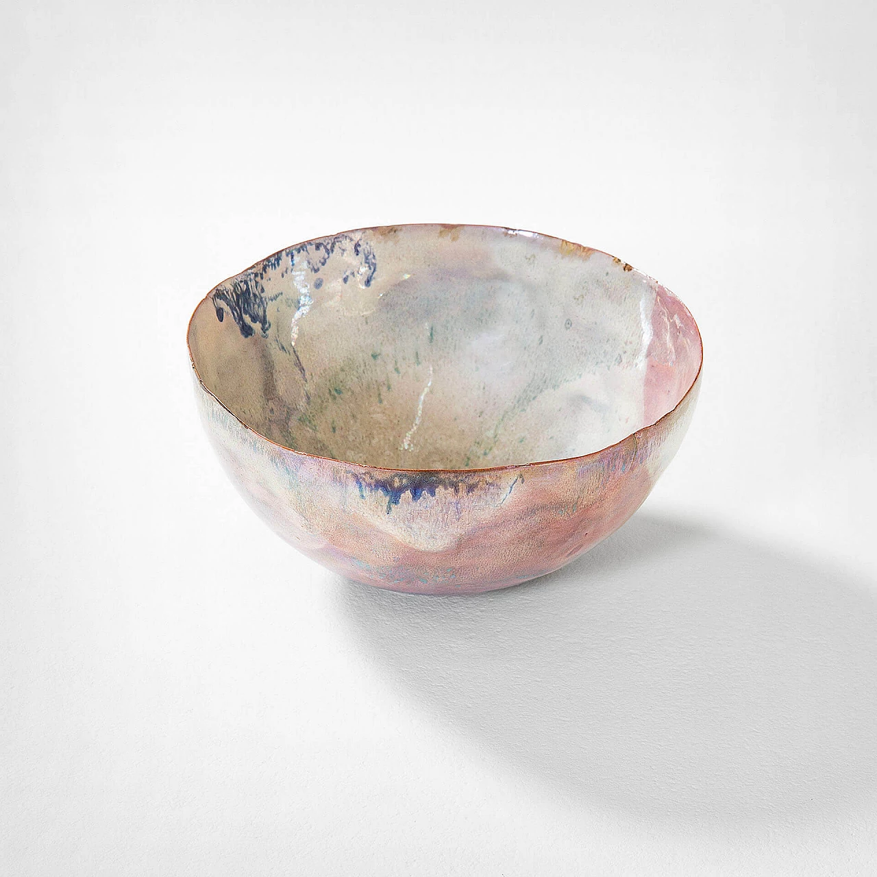 Pink glazed ceramic decorative bowl by Fausto Melotti, 1960s 1