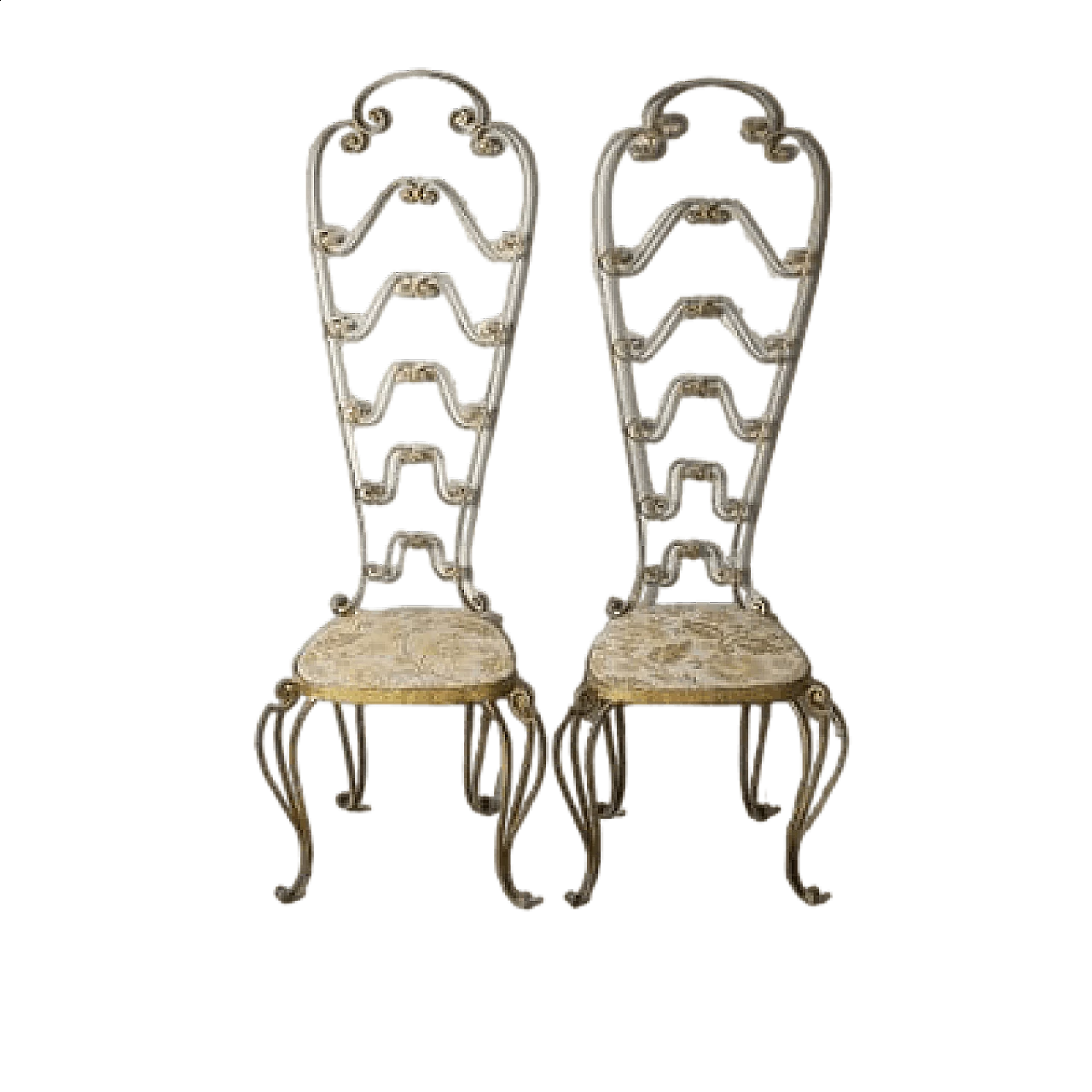 Pair of gilded iron chairs attributed to Pier Luigi Colli, 1960s 8