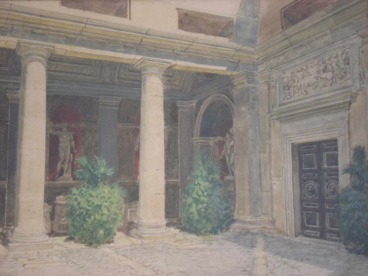 Carl Friedrich Heinrich Werner, Portico pompeiano, acquerello su carta, '800 2