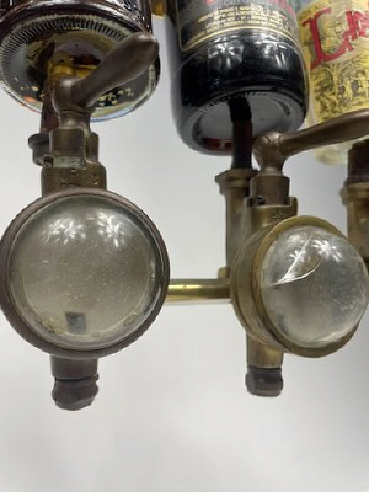 Brass and bronze beverage dispenser with pourers and taps, 1940s 3