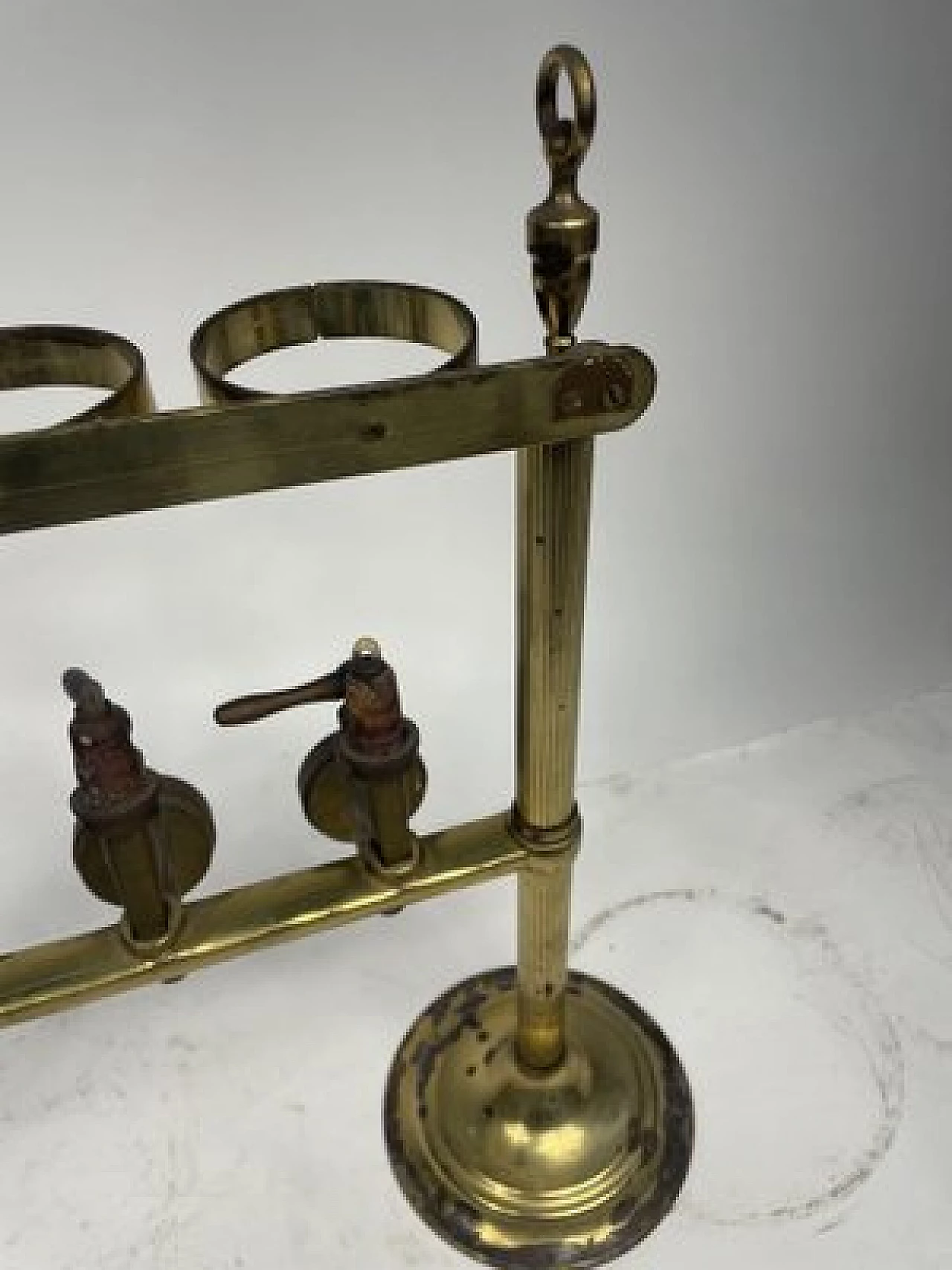 Brass and bronze beverage dispenser with pourers and taps, 1940s 11