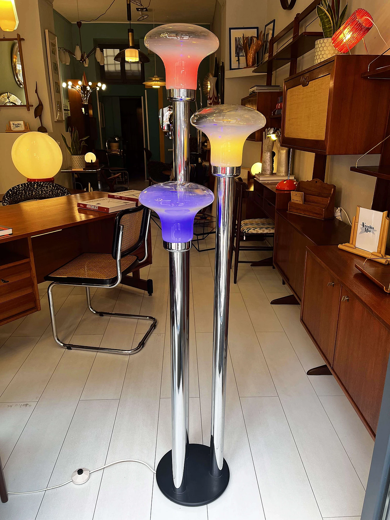 Three-light floor lamp attributed to Mazzega, 1970s 2