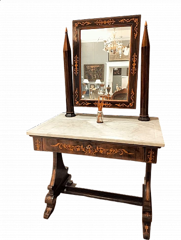 Charles X dressing table in rosewood with Carrara marble top, 18th century