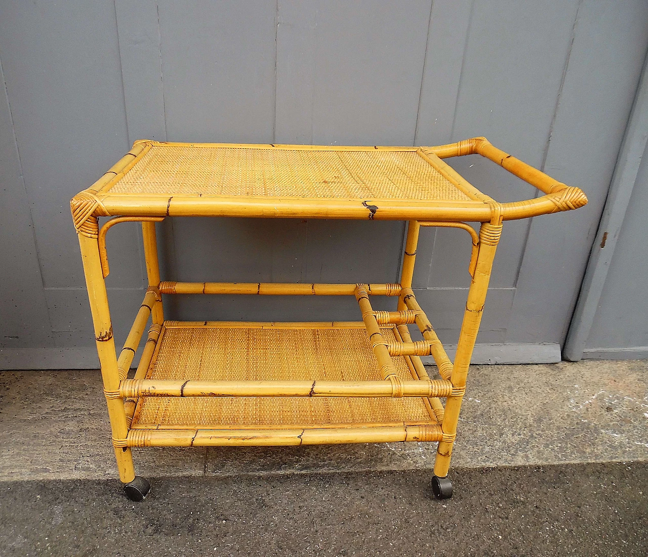 Bamboo and rattan bar cart, 1960s 1