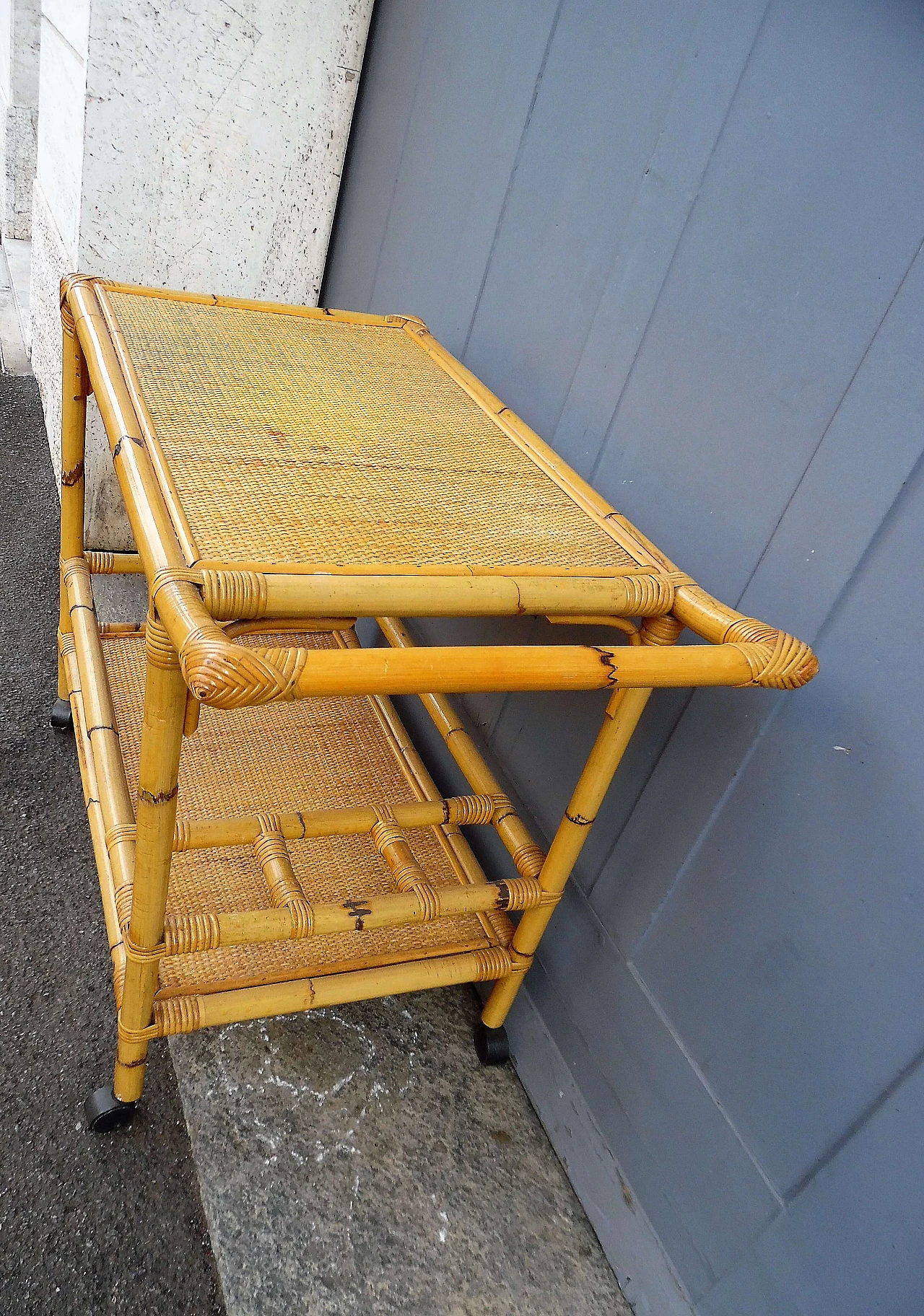 Bamboo and rattan bar cart, 1960s 2