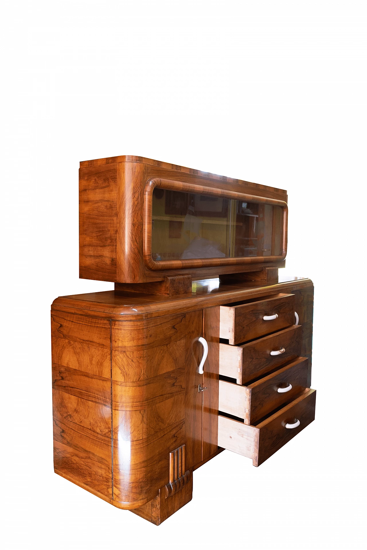 Walnut Art Deco double-bodied sideboard, 1950s 2