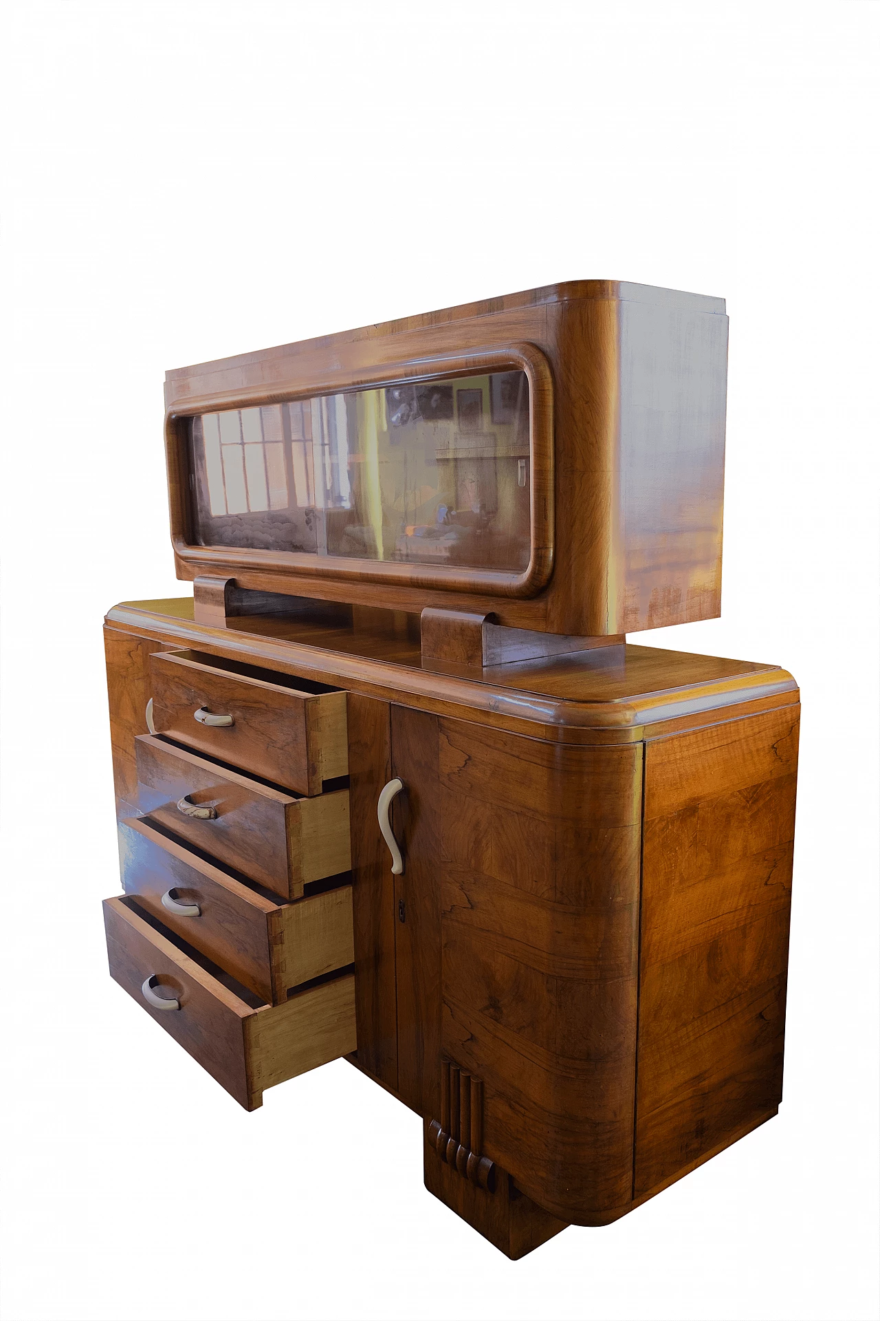 Walnut Art Deco double-bodied sideboard, 1950s 5