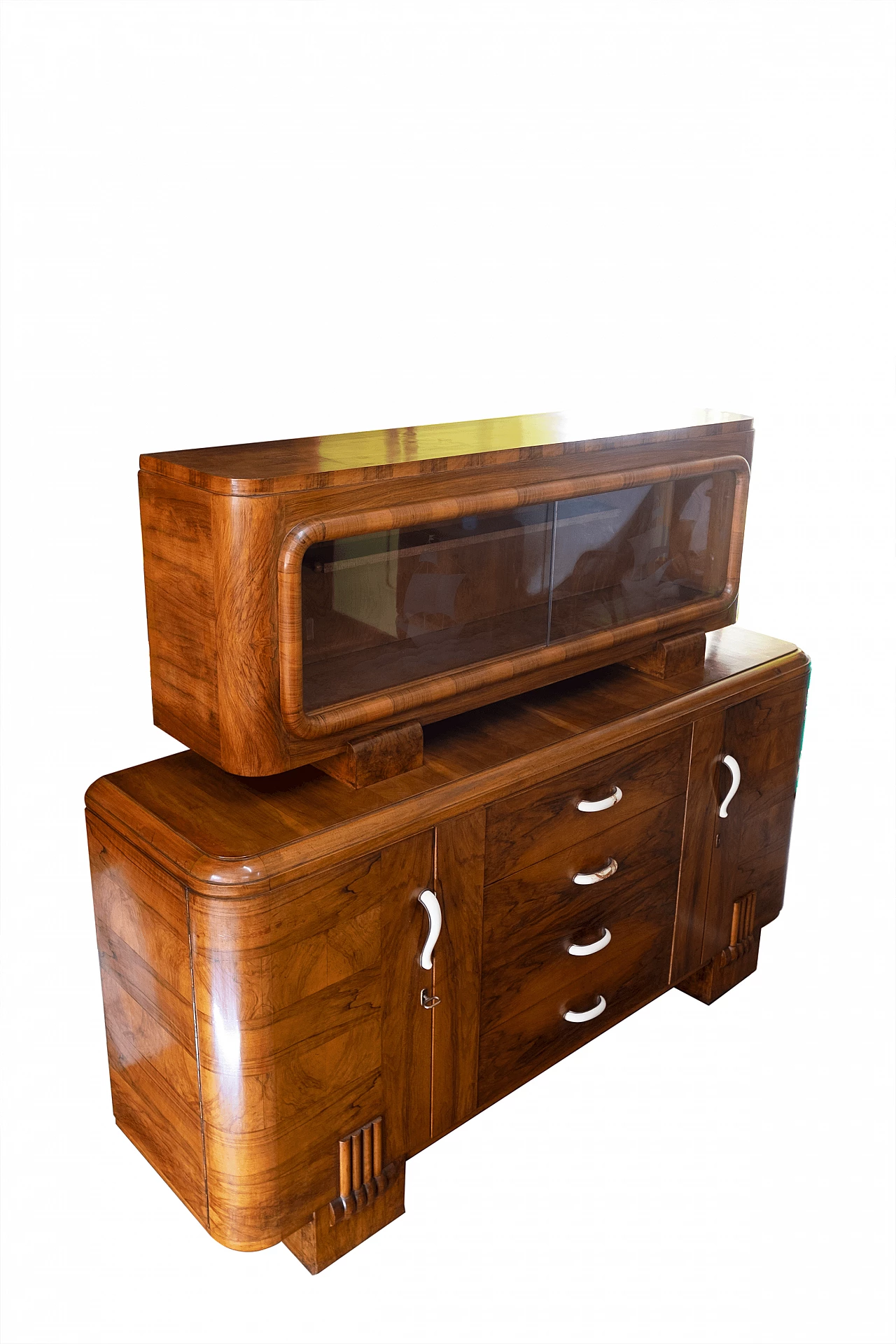 Walnut Art Deco double-bodied sideboard, 1950s 7