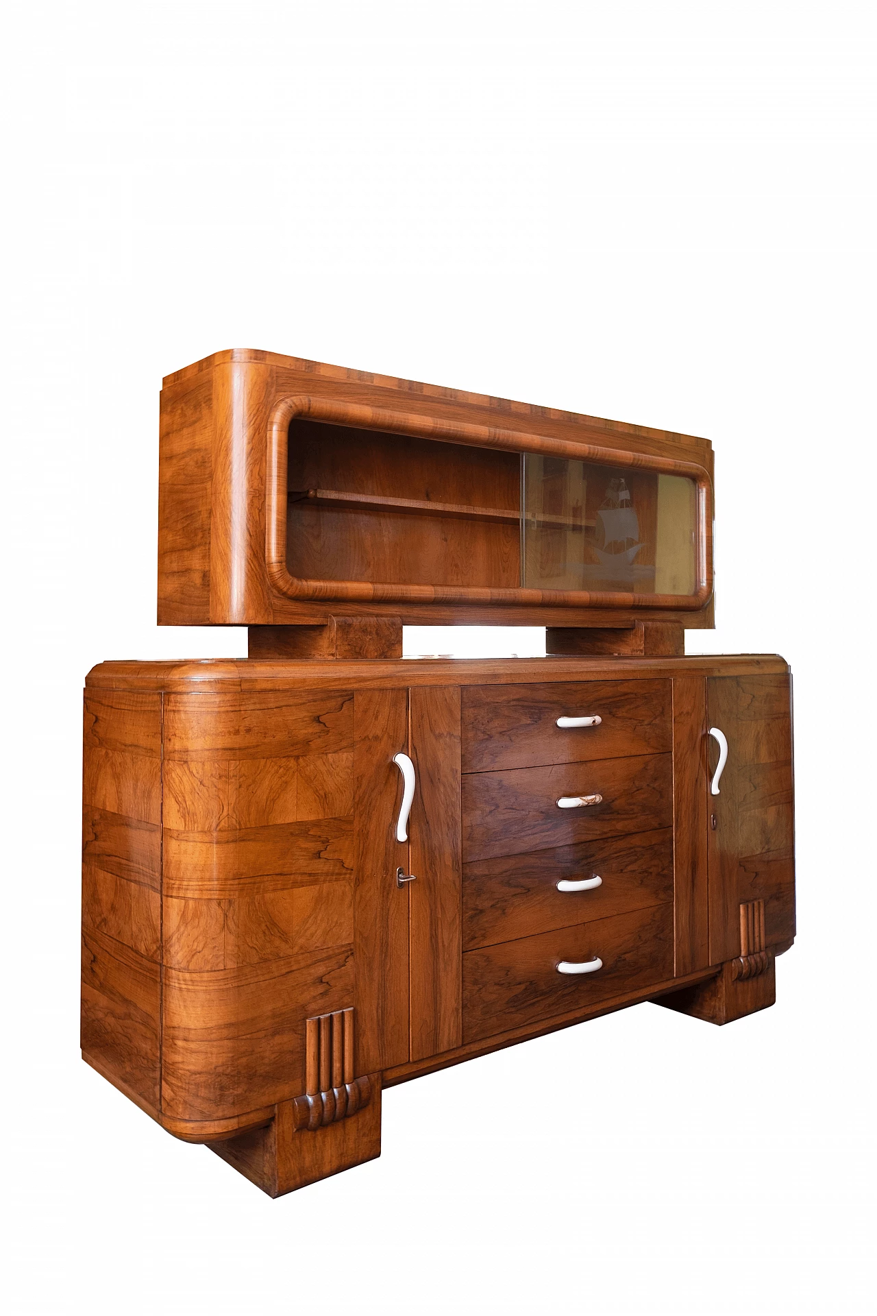 Walnut Art Deco double-bodied sideboard, 1950s 19