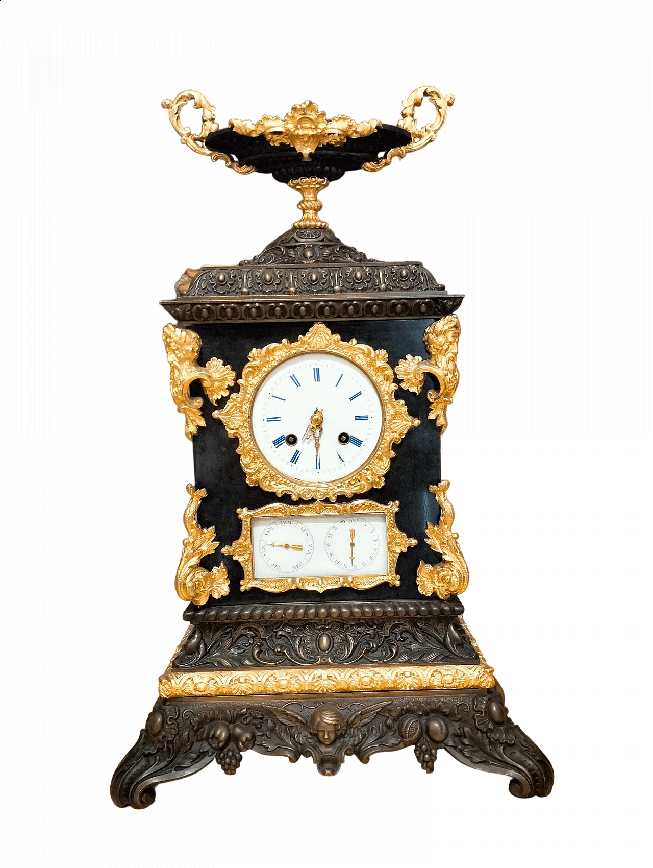 Gilt and burnished bronze Napoleon III clock with porcelain dial, 1850 7